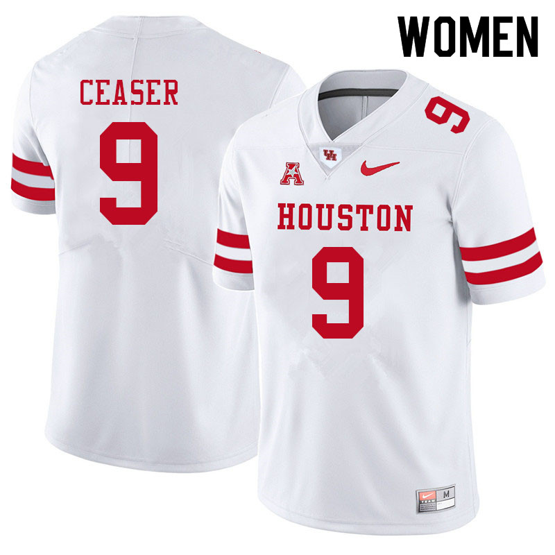 Women #9 Nelson Ceaser Houston Cougars College Football Jerseys Sale-White - Click Image to Close
